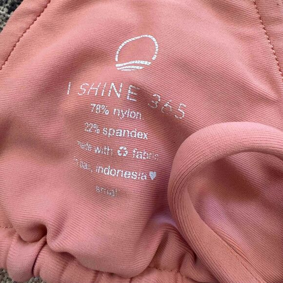 IShine365 Bikini Top Bundle S Small Smocked Triangle Tie Neck Rust White Nylon - Picture 3 of 6